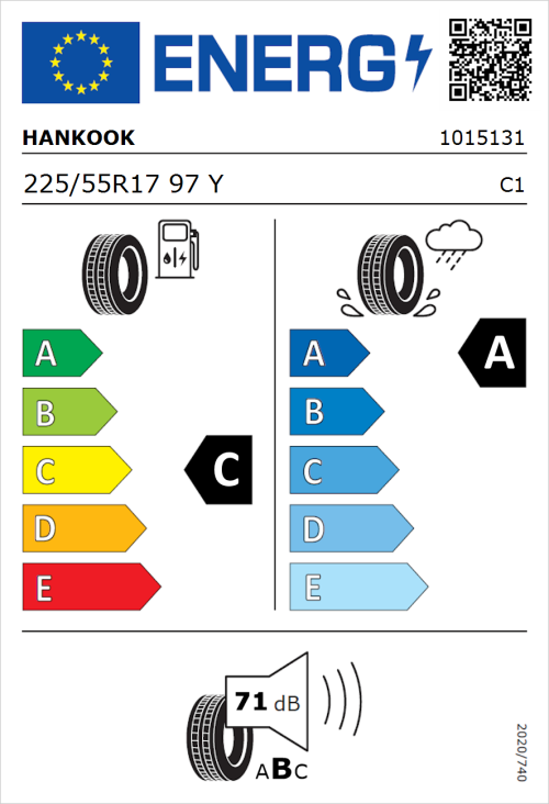 Tyre Label for Hankook Ventus S1 evo2 SUV K117 225/55R17 97Y