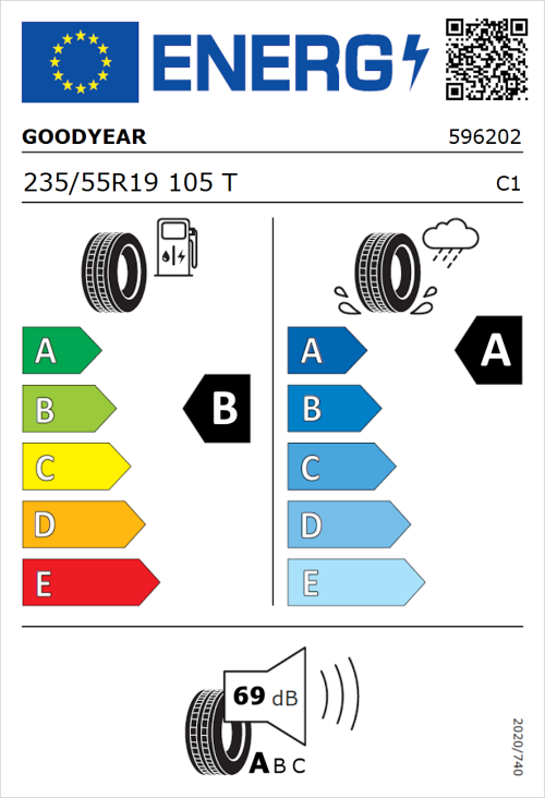 Tyre Label for Goodyear Eagle F1 Asymmetric 3 SUV 235/55R19 105T
